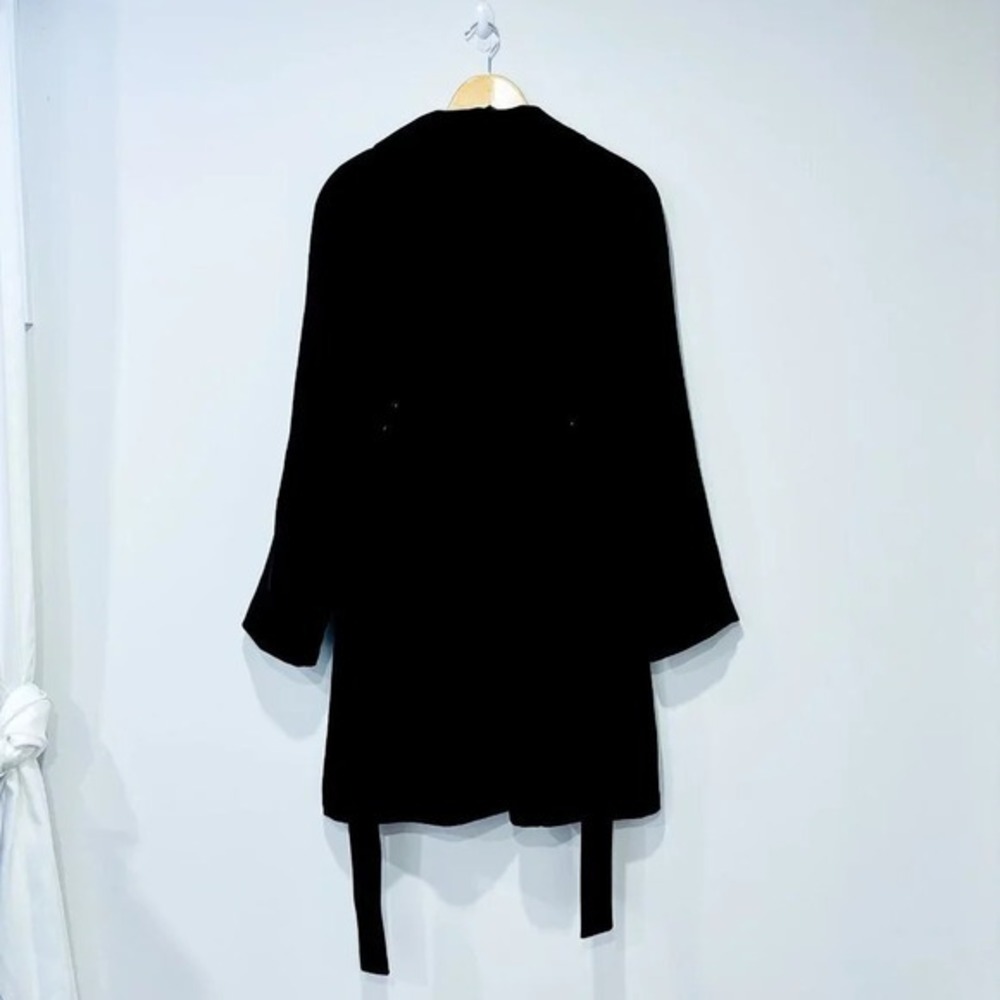 NYGARD‎ COLLECTION Black Button Front Belted Trench Coat Large - Picture 10 of 12